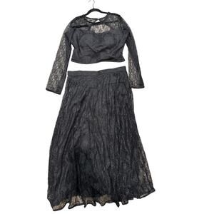 Black 3PC Indian Lace Lehenga Choli Long Sleeves XL New without Tags Timeless